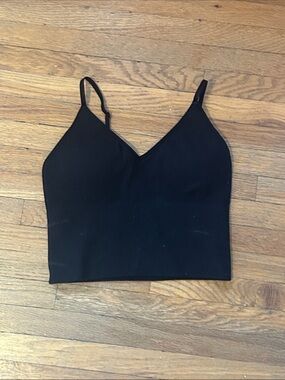 Forever 21 Black Ribbed V-Neck Cropped Tank